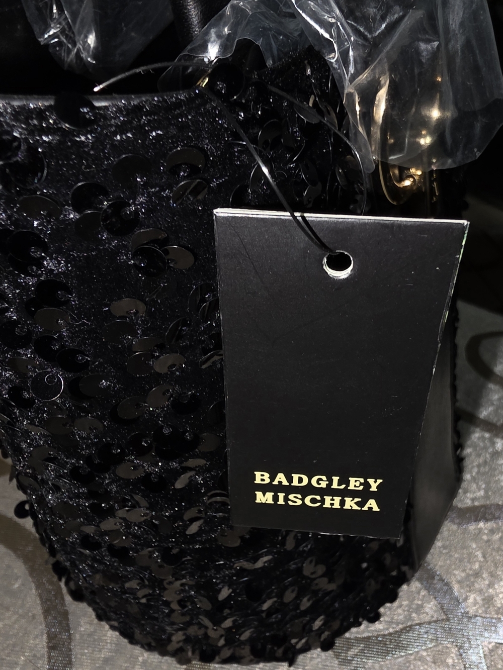 Badgley Mischka Black Sequin Evening Bag - Picture 2 of 10